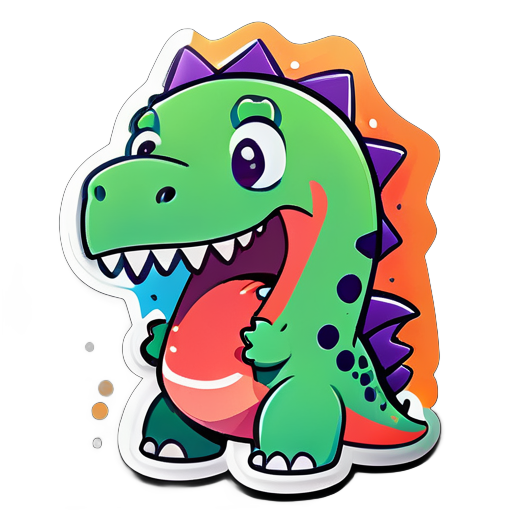 Crying dinosaur, doodle style using crayon sticker