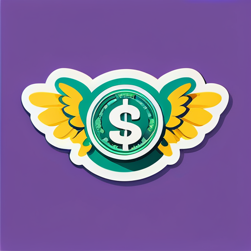 billet de dollar avec des ailes sticker