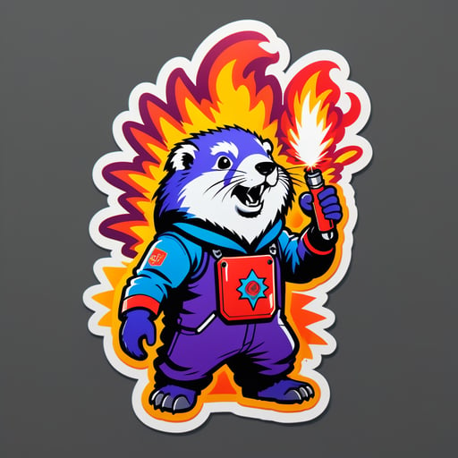 Marmotte métallique avec des effets pyrotechniques sticker