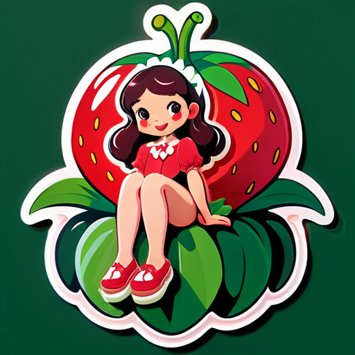 strawberry shortcake naked with her legs spread on top of a giant strawberry sticker