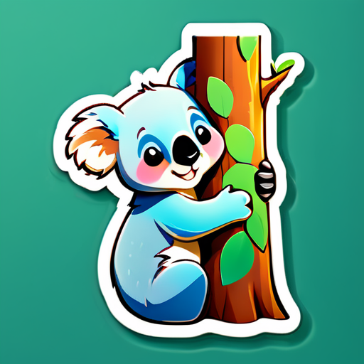 Ein niedliches Koala, das einen Baum umarmt sticker