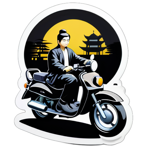 viaje en moto negra suzuki gn 125 ciudad buda loto sticker