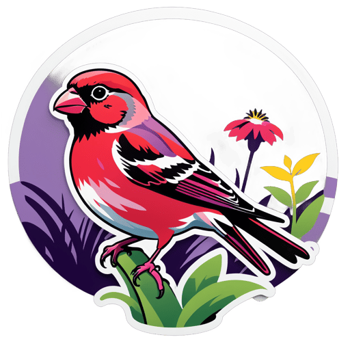 Purple Finch Perched in a Garden sticker