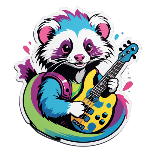 Funky Ferret with Bass sticker