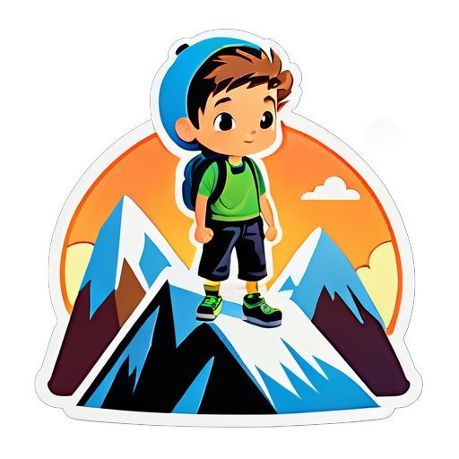 boy on mountain sticker