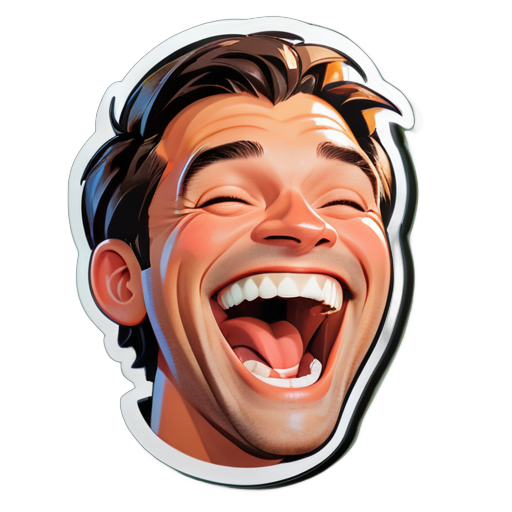 a men laughing sticker