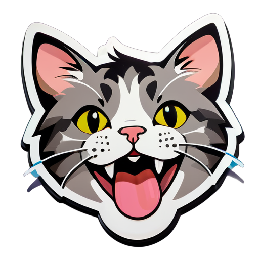 Sticker of a cat sticking out it's tongue  sticker