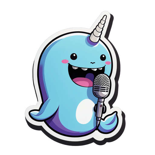 Neo-Soul Narwhal with Microphone sticker