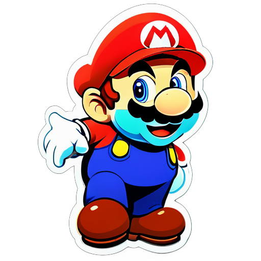 Mario is very happy, but he doesn't show it, that is, Mario is secretly pleased sticker