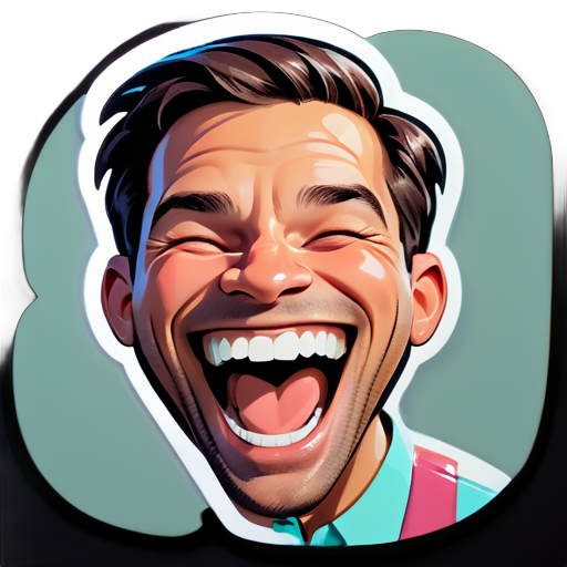 man laughing sticker