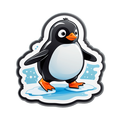 Pinguim Preto Andando no Gelo sticker