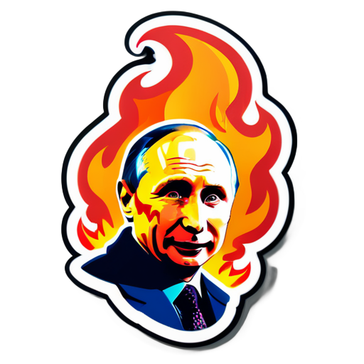 putin on fire sticker