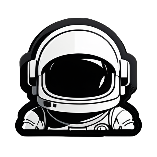 astronaut helmet on Nintendo style in black color only sticker