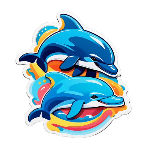 Dauphins en denim épais sticker