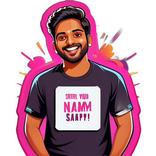 Un chico es un Instagram id ravi_gupta_sahab esta publicación para el nombre de la empresa camiseta con tu nombre Ravi Gupta sticker