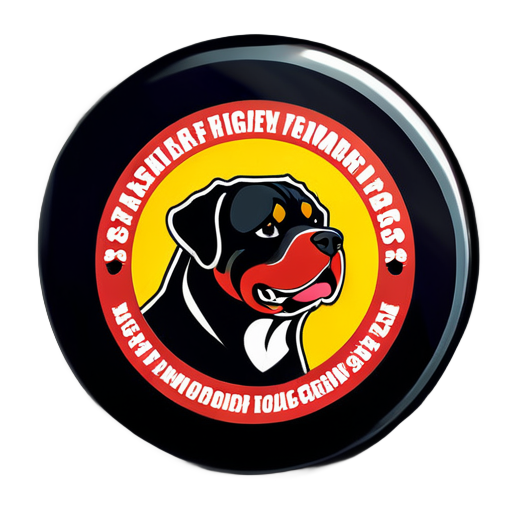 In einem schwarzen Kreis soll mittig ein schwarz weißer Rottweiler Kopf. Um den Kopf herum der Text "Verein deutscher Kampfhunde seit 1957" sticker