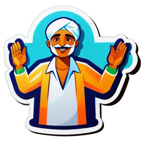 Indian Farmer welcoming with hands sticker