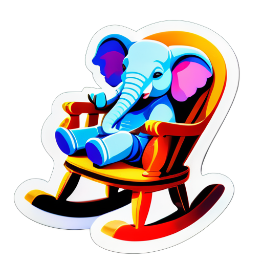 an elephant like hygichad is rocking in a rocking chair sticker