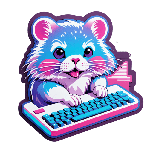 Vaporwave Vole with Keyboard sticker