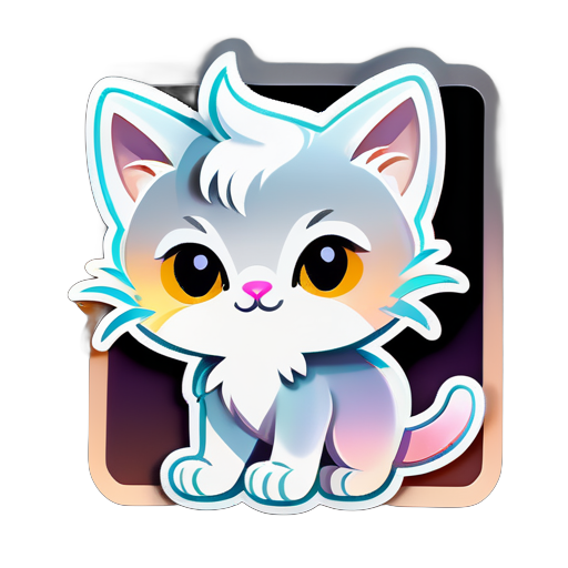 Silver gradient kitten sticker