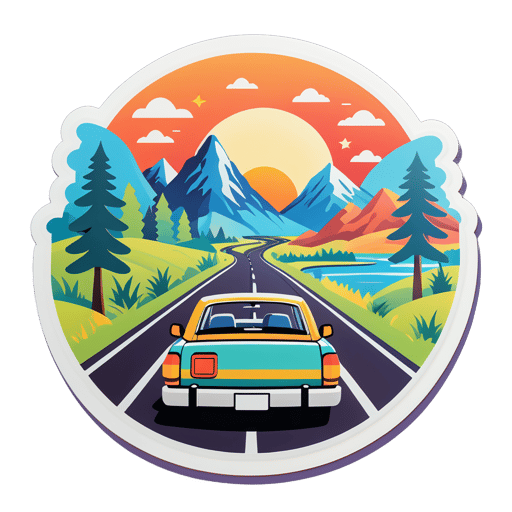 Cenário de Viagem de Carro sticker