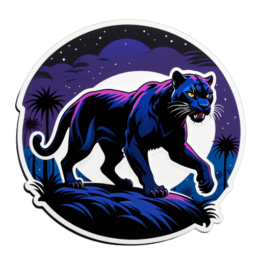 Panthère noire rôdant dans la nuit sticker