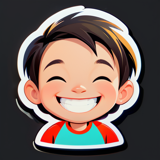 kid with smile sticker