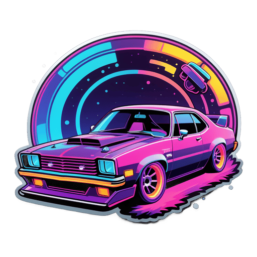 Tuner Auto mit Neonlichtern sticker