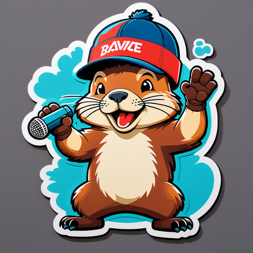 Castor beatboxeur avec une casquette sticker