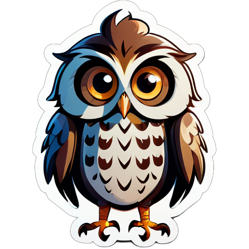 This Is An Illustration Of Cartoon Portrait Funny Nursery Schetch Drawn Tall Thin Funny owl Like Creature sticke sticker