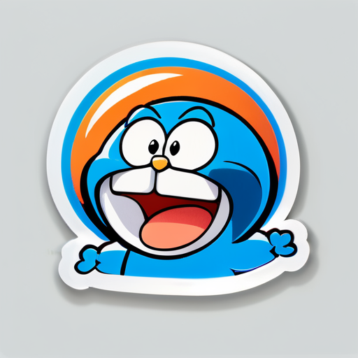 doraemon gritando um nome 'Madhav' sticker