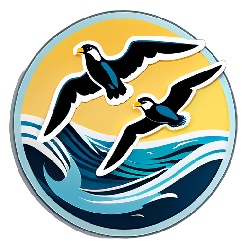 Petrels flying on the sea sticker