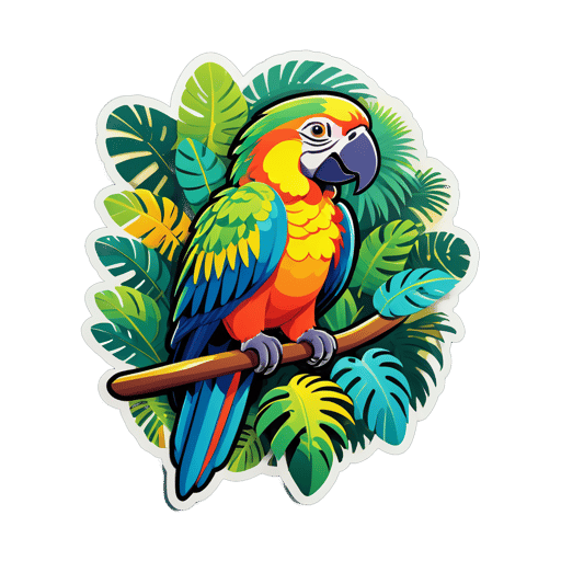 Loro Exótico en la Selva sticker