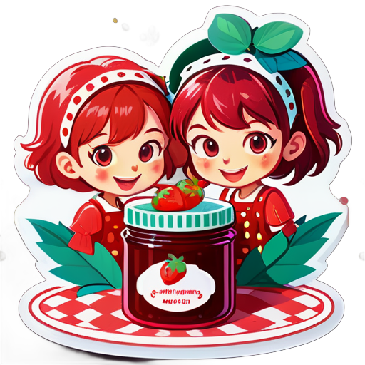 Faire de la confiture de fraises avec des amis sticker