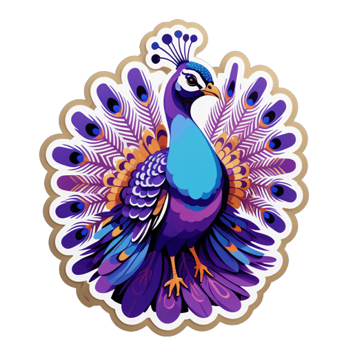 Exhibición de Plumas de Pavo Real Morado sticker