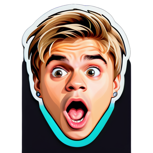 Create a surprised expression of Justin Bieber sticker