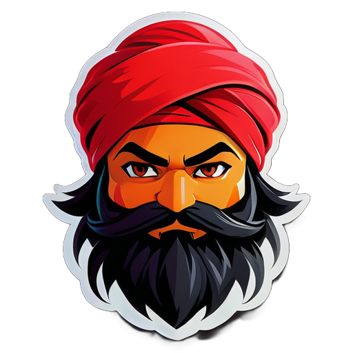 Sikh turban rouge Ninja avec une barbe noire correcte ressemblant à un ninja gamer sticker