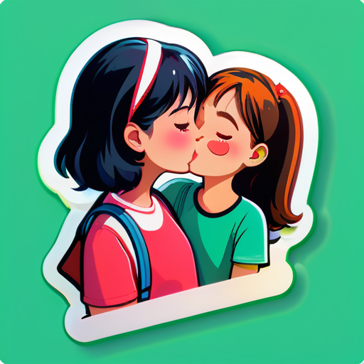 Generate sticket with girl kissing girl sticker