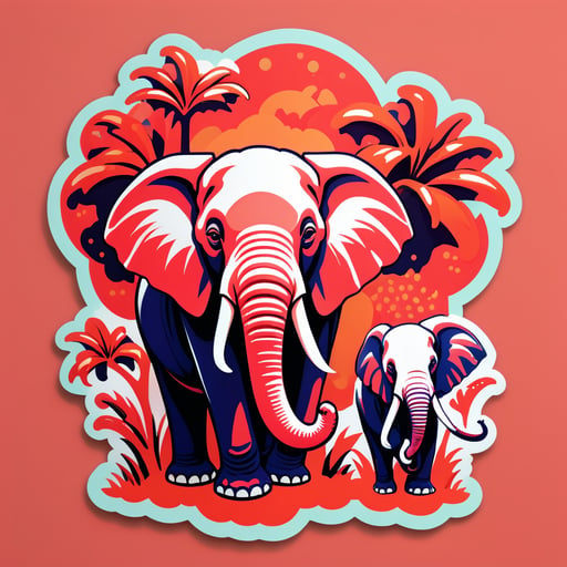 Substantial Coral Elephants sticker