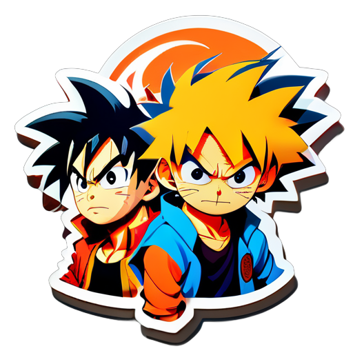 mix of goku and luffy and naruto sticker