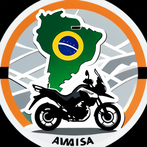 crear una pegatina para motero donde el fondo sea el mapa de sur América. Debe mostrar al moto viajero sobre una versys 300, la pegatina debe ser redonda y con la frase en forma circular que tenga el texto @miviajenversys300. sticker