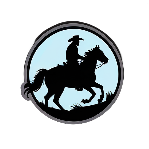 Silhouette of a cowboy riding a horse sticker