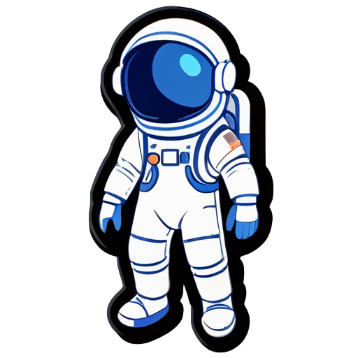 Astronaut avatar on Nintendo style, drawn in one stroke, only deep blue, minimalist style sticker