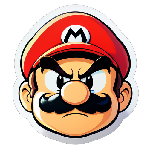 Mario is very angry, but he doesn't show it, that is, Mario is sulking. sticker