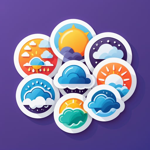 Conjunto de iconos del clima sticker