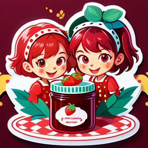 Faire de la confiture de fraises avec des amis sticker