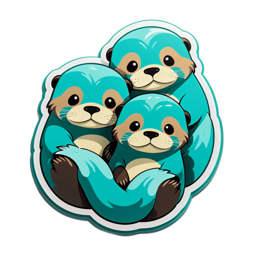 Voluminous Teal Otters sticker