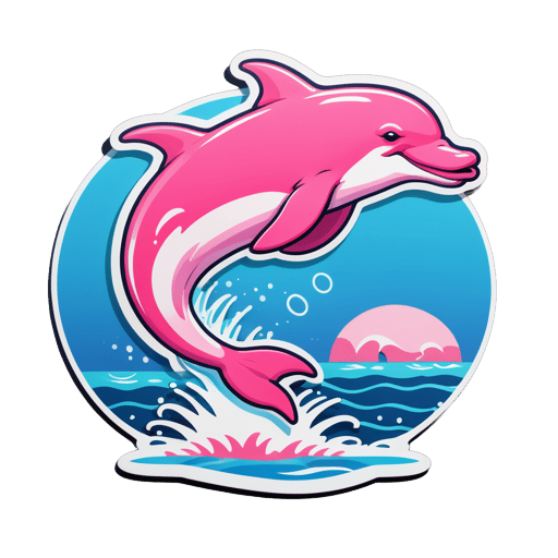 Dauphin rose sautant dans la rivière sticker