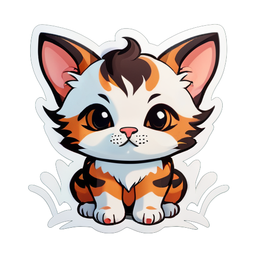 Calm kitten with bull-like nostrils sticker