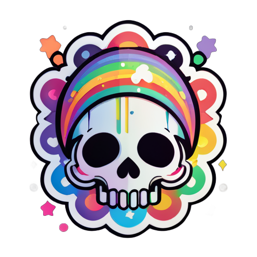 Skull but rainbow things and art's like space sticker